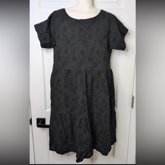 Valentina Naldi Made in Italy Black Eyelet Dress NWT | 100% Cotton | Size M - Picture 4 of 7